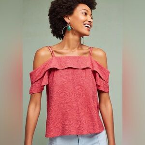 anthropologie for maeve mandalay cold-shoulder blouse | color: pink | mediump